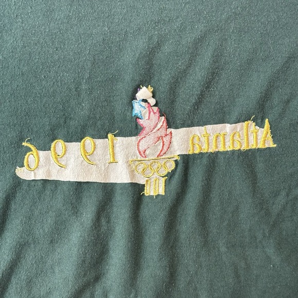 VINTAGE ATLANTA OLYMPICS 1996 GREEN CHAMPION T Shirt L MADE IN USA Single Stitch - Picture 13 of 14